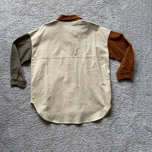 ACOA corduroy tan/orange button up shacket - Picture 4 of 6